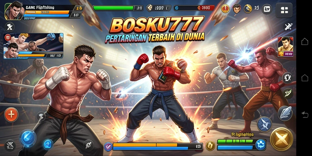 Tampilan aksi seru dalam gameplay Fighting di BOSKU777.