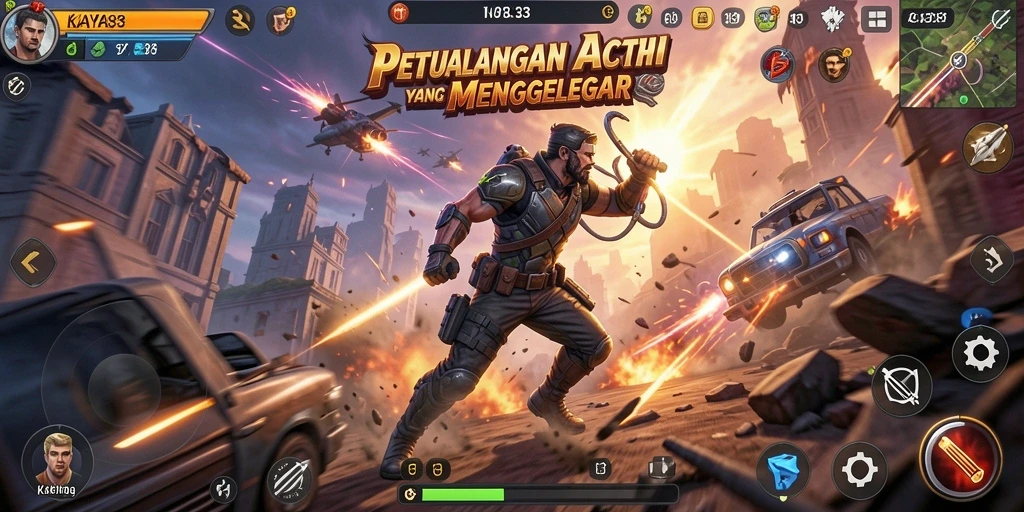Screenshot KAYA33 menampilkan aksi pertarungan seru dengan karakter yang dinamis.