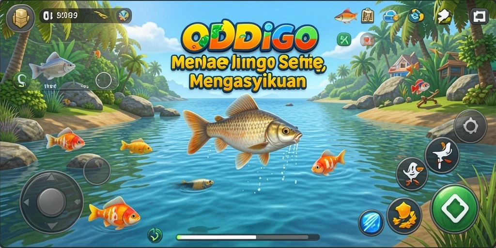 Screenshot ODDIGO menampilkan pengalaman memancing yang realistis dan menyenangkan.