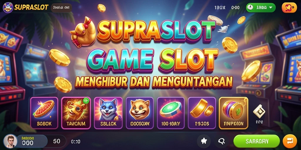 Tampilan gameplay yang menarik dari SUPRASLOT dengan mesin slot yang berwarna-warni.